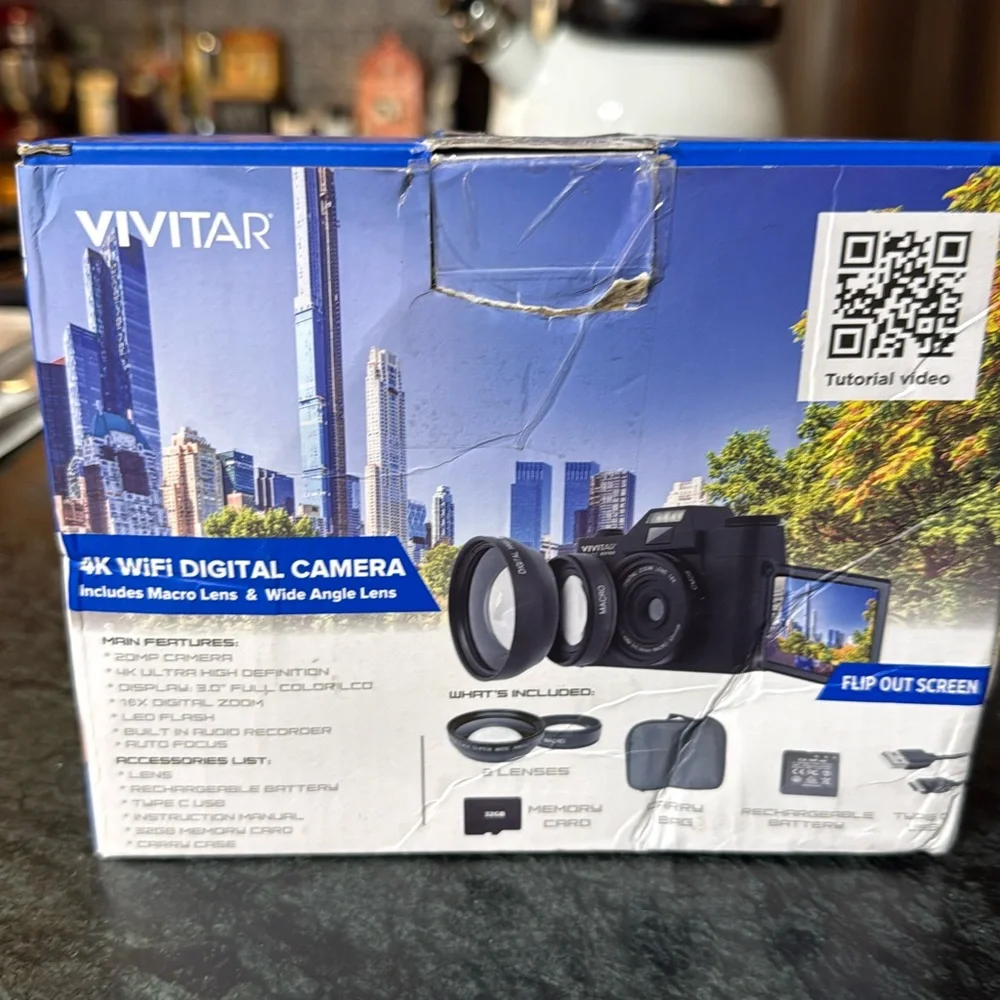 Vivitar Black 4K WiFi Digital Camera with Flip Screen